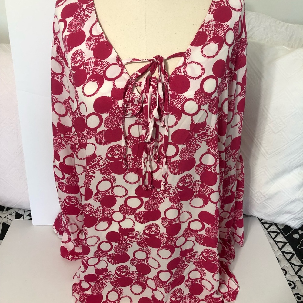 Women’s White/Pink Blouse Size 3X NWT